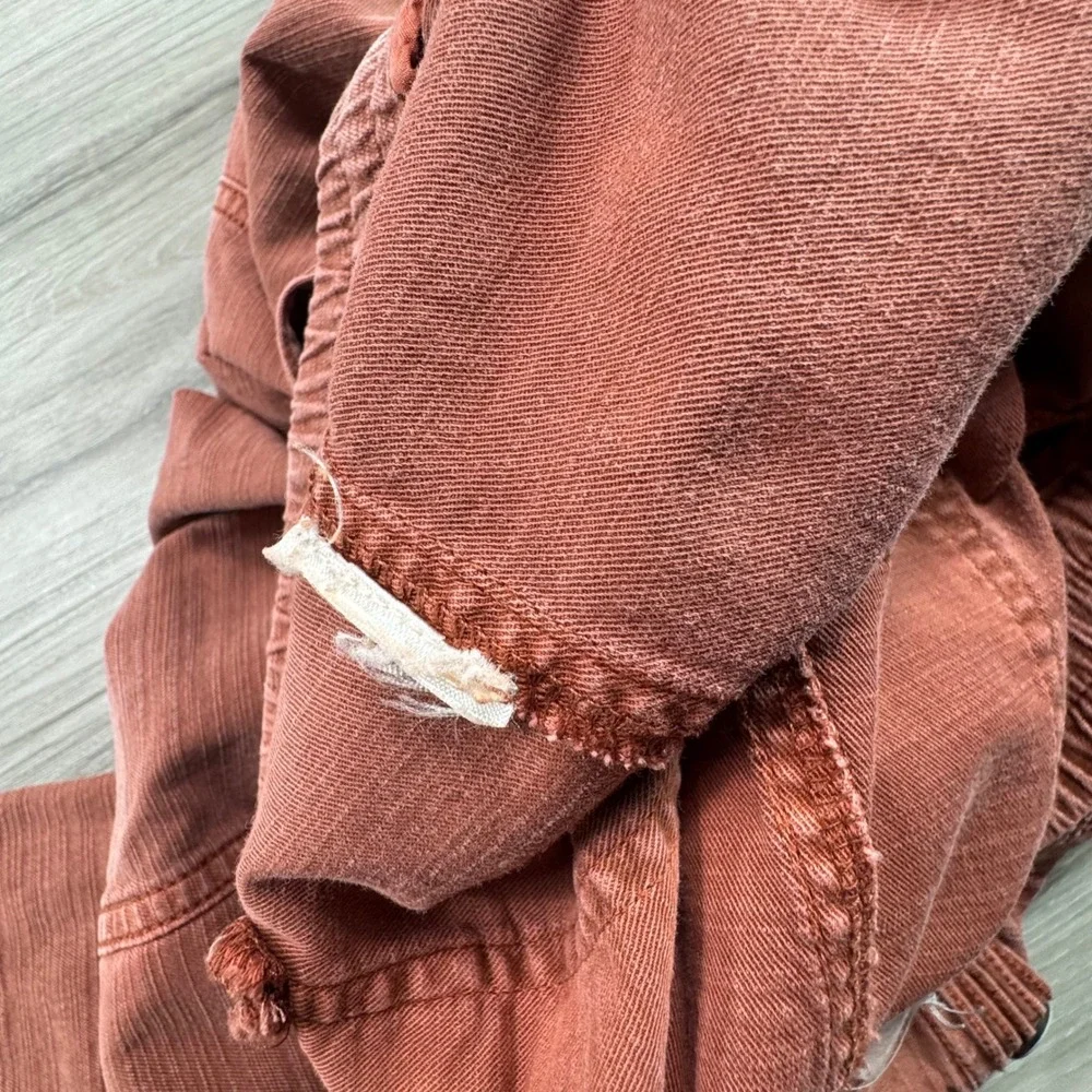 Anthropologie Cargo Jogger Pants Red Cotton Blend Drawstring Waist Womens 28 - Picture 9 of 10